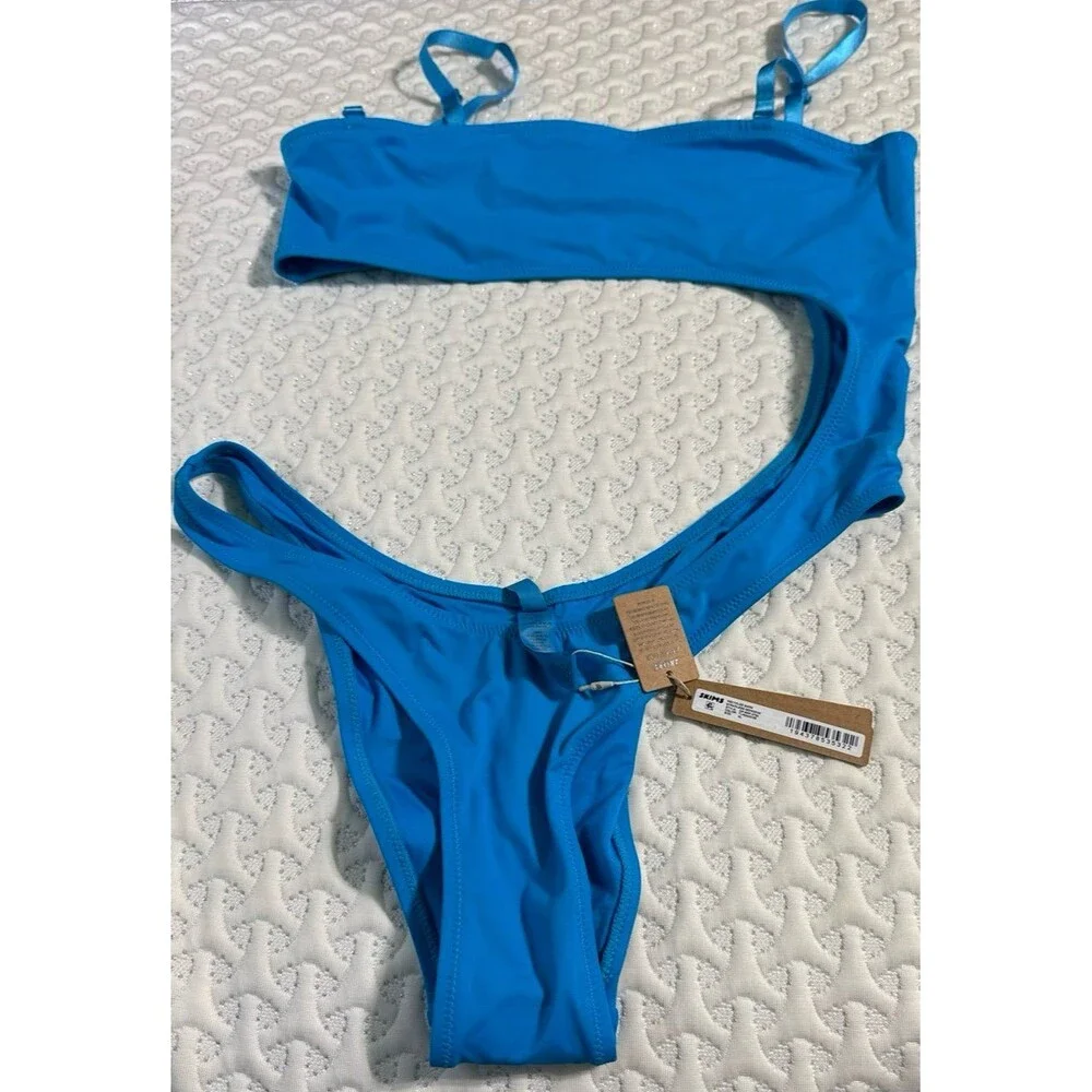 Skims swim Strapless Monokini Swimsuit Turquoise XL